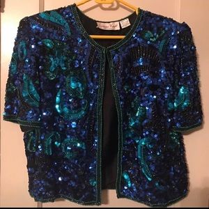 Laurence Kazar beaded sequin jacket. XL
